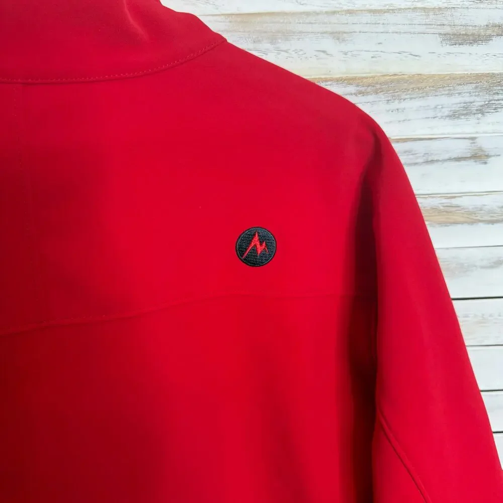 MARMOT Men's XL Estes Softshell Winter Jacket Zip Front Bright Red Fleece Lined